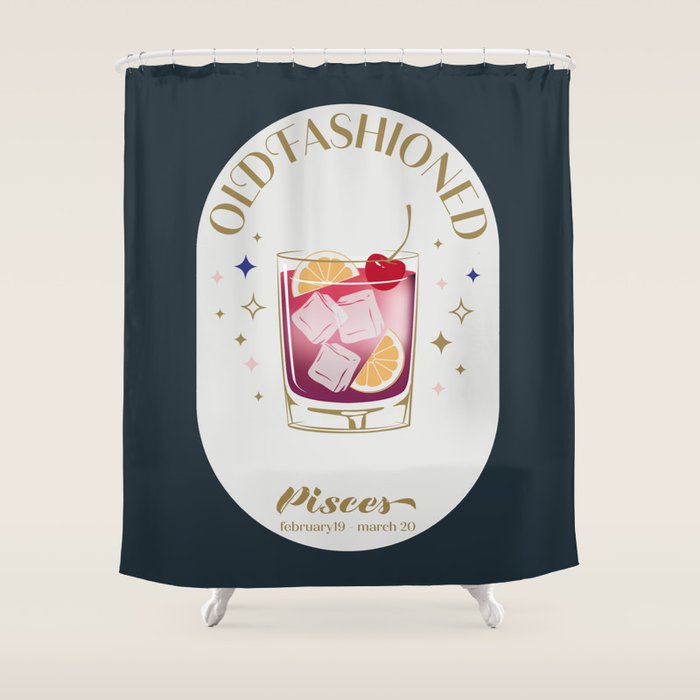 Old Fashioned Cocktail Zodiac Sign Shower Curtain Gallery Image 1