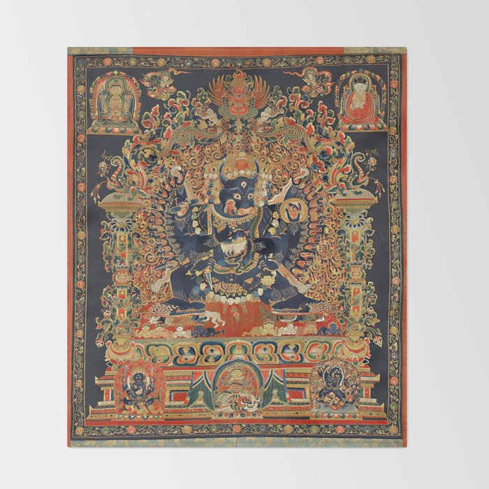 Tantric Buddhist Vajrabhairava Deity 2 Throw Blanket Gallery Image 2