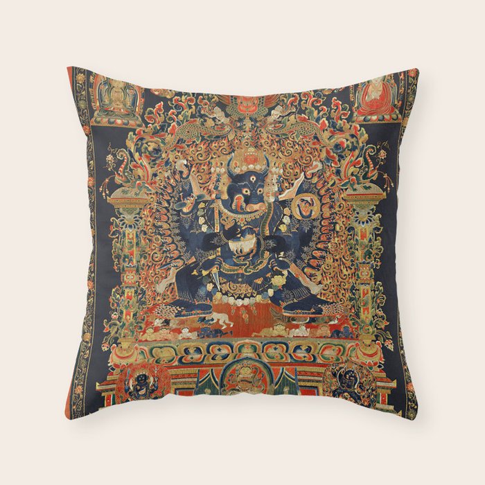 Tantric Buddhist Vajrabhairava Deity 2 Throw Pillow Gallery Image 1