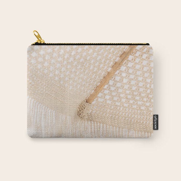 Boho crochet beach umbrella close-up, neutral minimalist summer photo Carry All Pouch Gallery Image 1