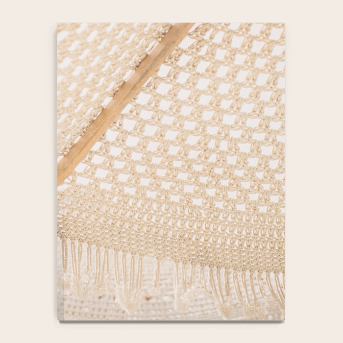 Boho crochet beach umbrella close-up, neutral minimalist summer photo Notebook Gallery Image 4