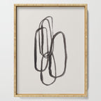Nesting Ovals Mid Century Modern Minimalist Black Ink Painting Funky Tribal Serving Tray Gallery Image 1