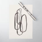Nesting Ovals Mid Century Modern Minimalist Black Ink Painting Funky Tribal Wrapping Paper Gallery Image 1