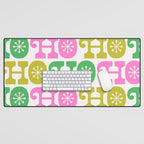 Ho Ho Ho - Pink and Green Desk Mat Gallery Image 1