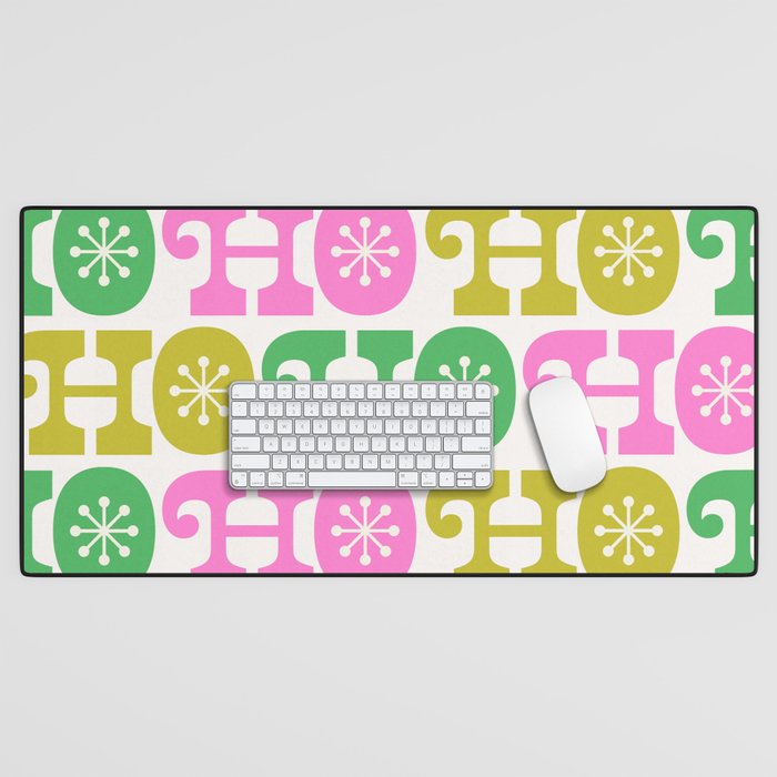 Ho Ho Ho - Pink and Green Desk Mat Gallery Image 1
