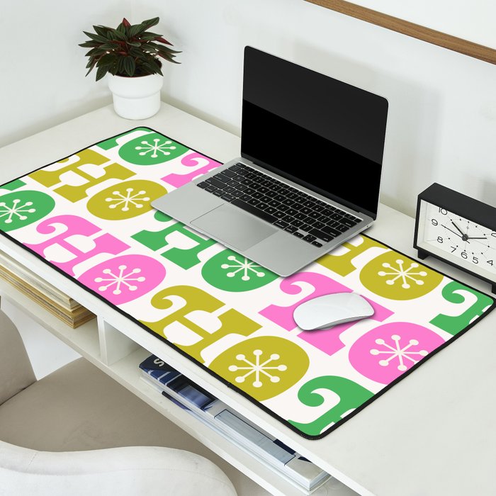 Ho Ho Ho - Pink and Green Desk Mat Gallery Image 2