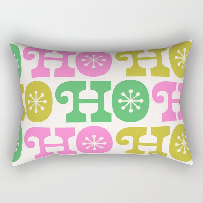 Ho Ho Ho - Pink and Green Rectangular Pillow Gallery Image 1