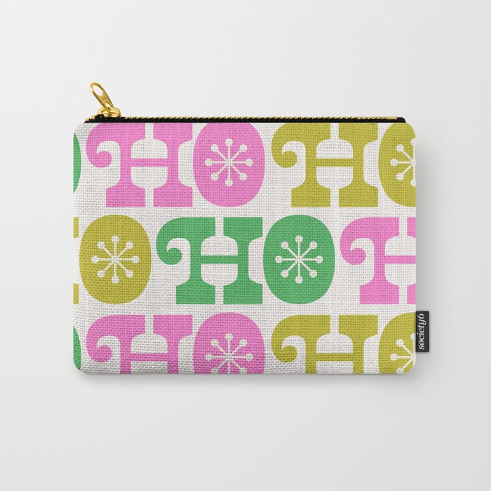 Ho Ho Ho - Pink and Green Carry All Pouch Gallery Image 1