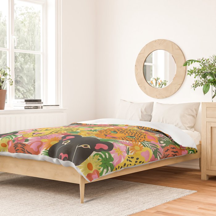 Maximalist Jungle Tiger Cheetah Leopard and Jaguar Duvet Cover Gallery Image 2