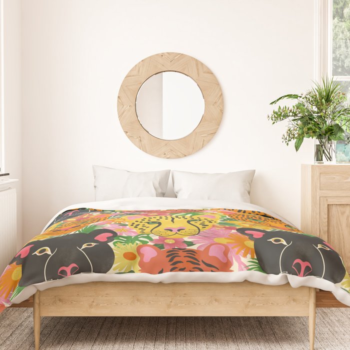 Maximalist Jungle Tiger Cheetah Leopard and Jaguar Duvet Cover Gallery Image 3