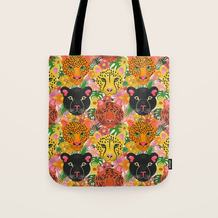 Maximalist Jungle Tiger Cheetah Leopard and Jaguar Tote Bag Gallery Image 1