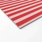 Ultra Fine Stripes Vertical Pattern in Retro Christmas Red and Pink Welcome Mat Gallery Image 2