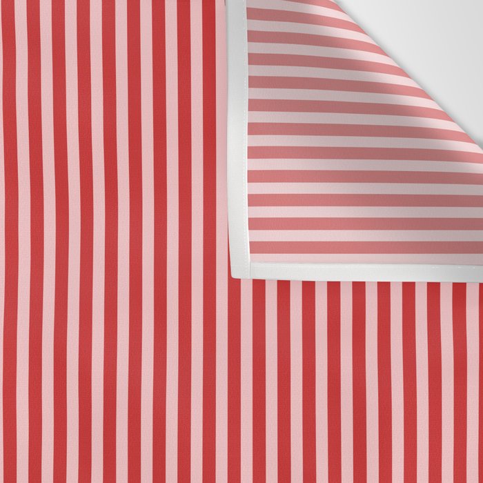 Ultra Fine Stripes Vertical Pattern in Retro Christmas Red and Pink Wall Tapestry Gallery Image 3