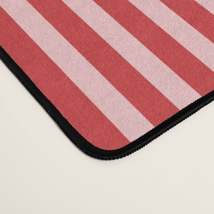 Ultra Fine Stripes Vertical Pattern in Retro Christmas Red and Pink Desk Mat Gallery Image 4