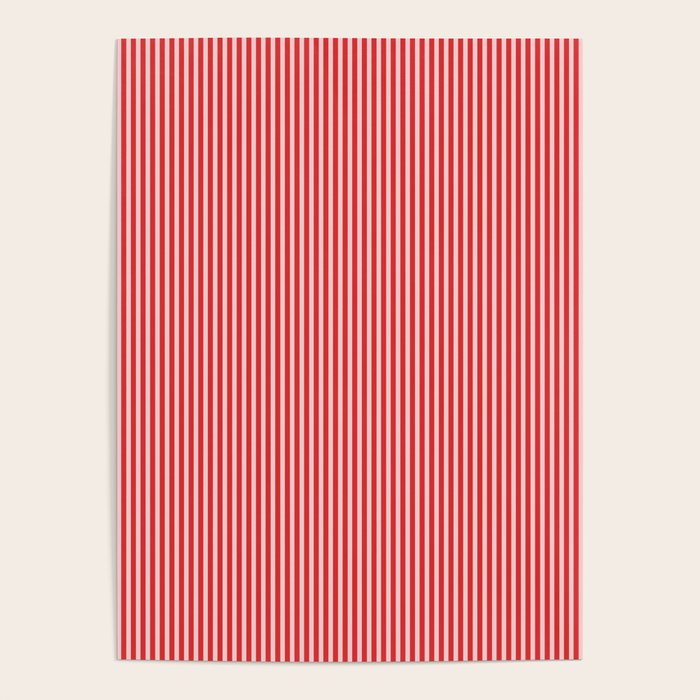 Ultra Fine Stripes Vertical Pattern in Retro Christmas Red and Pink Poster Gallery Image 4