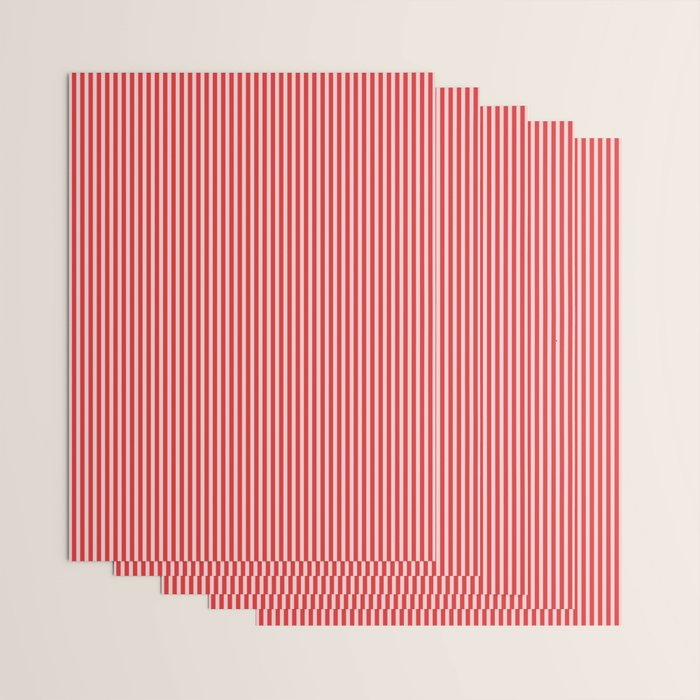 Ultra Fine Stripes Vertical Pattern in Retro Christmas Red and Pink Wrapping Paper Gallery Image 3