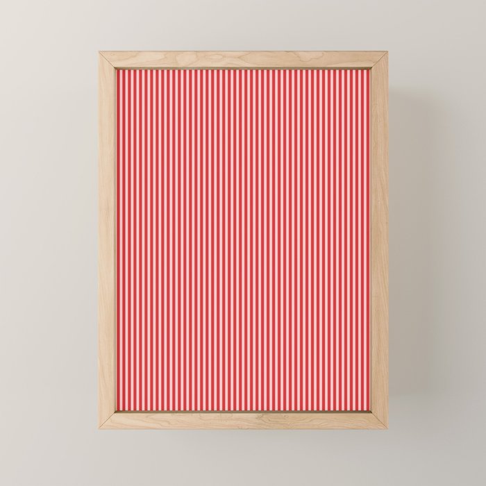 Ultra Fine Stripes Vertical Pattern in Retro Christmas Red and Pink Mini Art Print Gallery Image 1