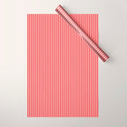 Ultra Fine Stripes Vertical Pattern in Retro Christmas Red and Pink Wrapping Paper Gallery Image 1
