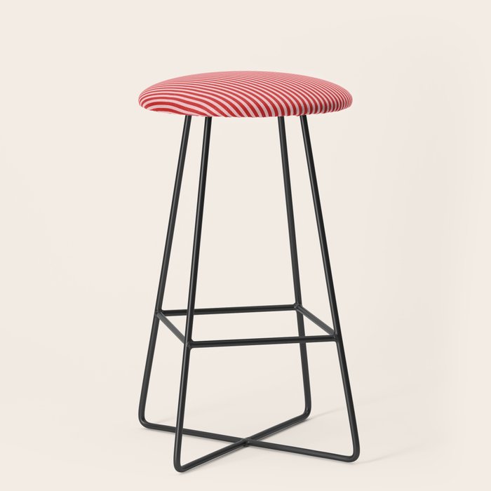 Ultra Fine Stripes Vertical Pattern in Retro Christmas Red and Pink Stool Gallery Image 1