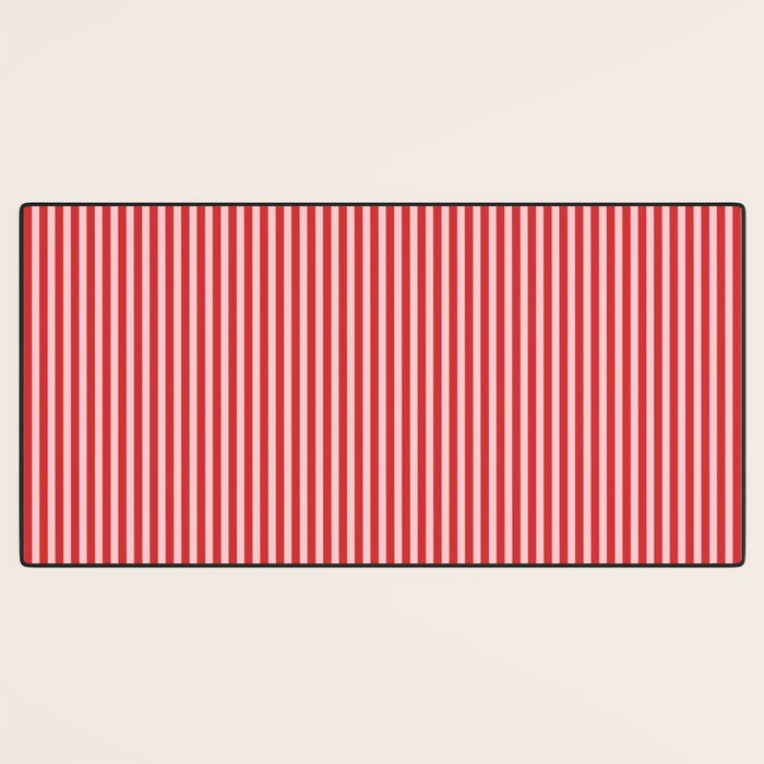 Ultra Fine Stripes Vertical Pattern in Retro Christmas Red and Pink Desk Mat Gallery Image 3