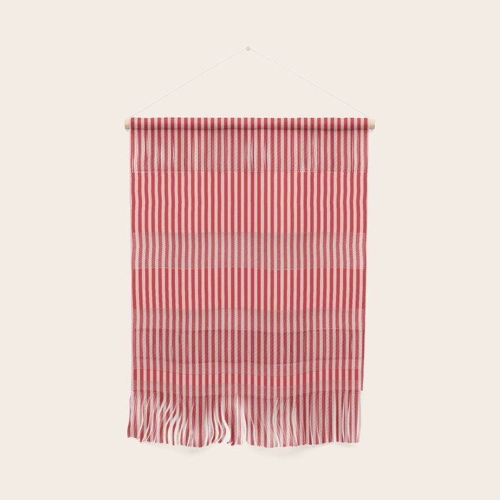 Ultra Fine Stripes Vertical Pattern in Retro Christmas Red and Pink Wall Hanging Gallery Image 1