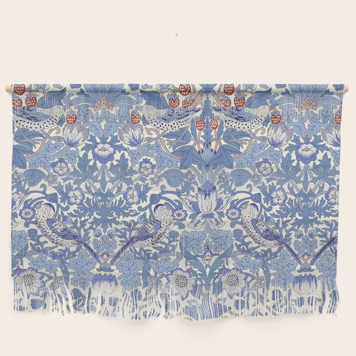 William Morris Strawberry Thief Powder Blue & Red Wall Hanging Gallery Image 1