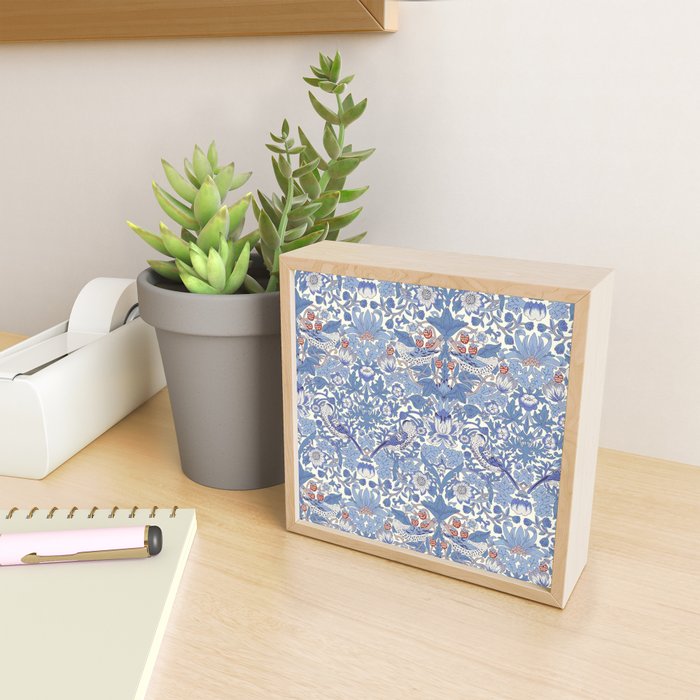 William Morris Strawberry Thief Powder Blue & Red Mini Art Print Gallery Image 2