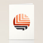 Burnt Sienna Circle Round Framed Mid Century Modern Aztec Geometric Pattern Maze Stationery Card Gallery Image 2
