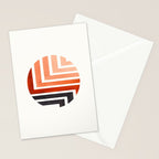 Burnt Sienna Circle Round Framed Mid Century Modern Aztec Geometric Pattern Maze Stationery Card Gallery Image 2