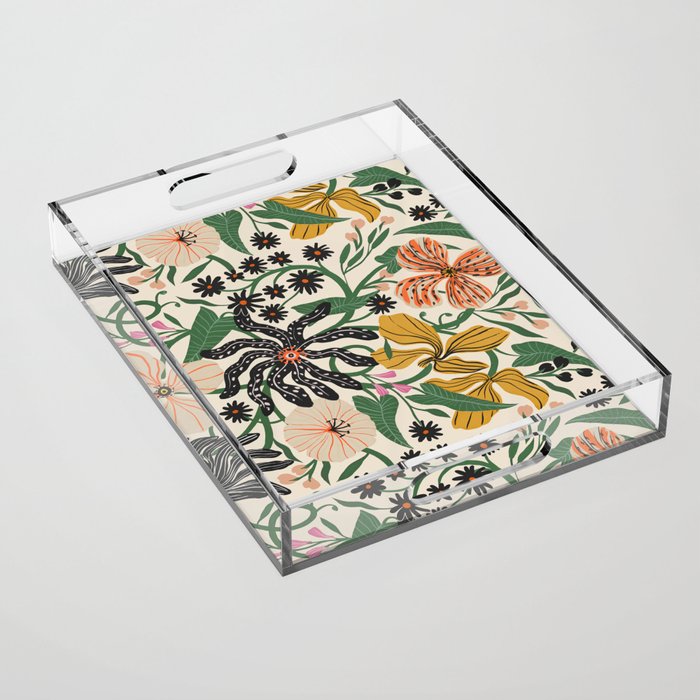 Merrick Floral - creme Acrylic Tray Gallery Image 1
