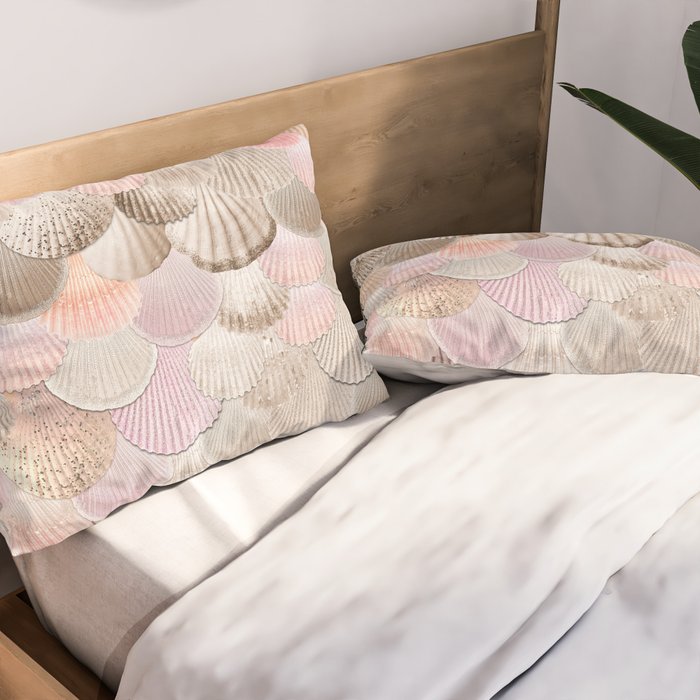 MERMAID SHELLS - CORAL ROSEGOLD Pillow Sham Gallery Image 2