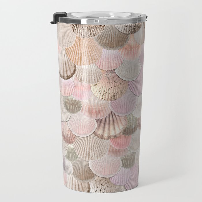MERMAID SHELLS - CORAL ROSEGOLD Travel Mug Gallery Image 3