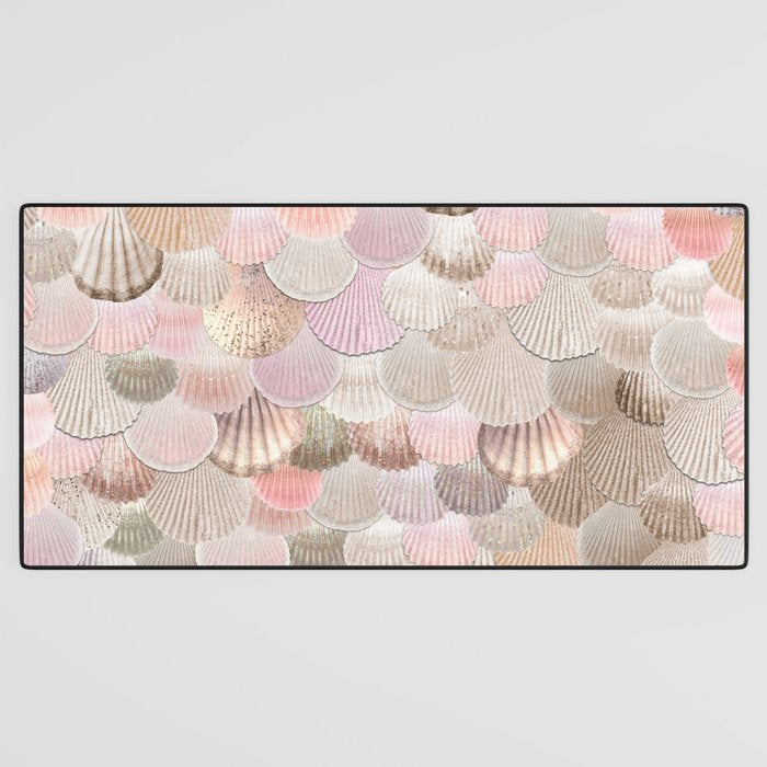 MERMAID SHELLS - CORAL ROSEGOLD Desk Mat Gallery Image 3
