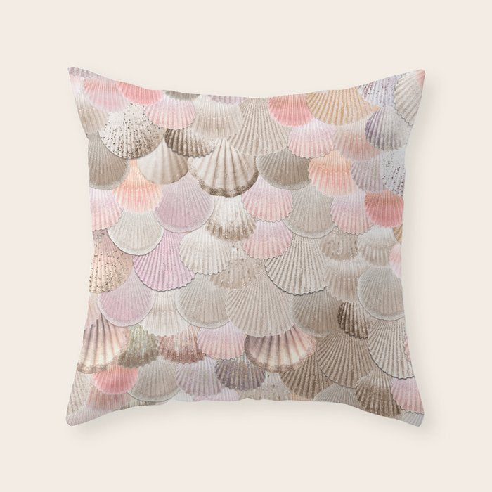 MERMAID SHELLS - CORAL ROSEGOLD Throw Pillow Gallery Image 6