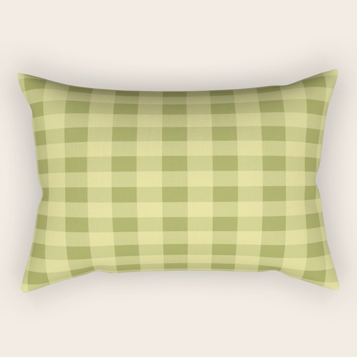 Gingham Large Lime Green Rectangular Pillow Gallery Image 2