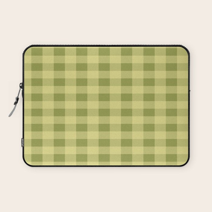 Gingham Large Lime Green Laptop Sleeve Gallery Image 1