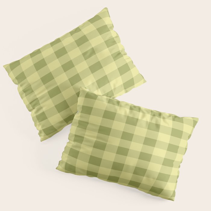Gingham Large Lime Green Pillow Sham Gallery Image 3
