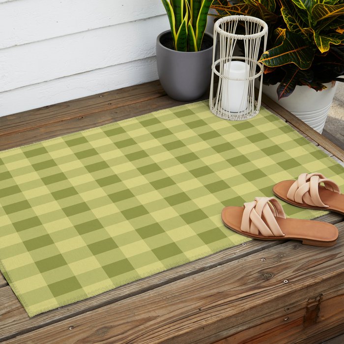 Gingham Large Lime Green Outdoor Rug Gallery Image 2
