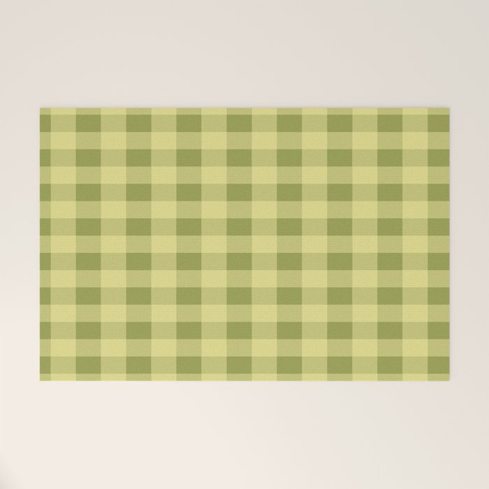 Gingham Large Lime Green Welcome Mat Gallery Image 1