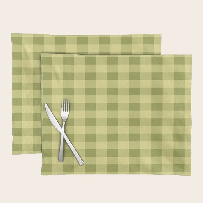 Gingham Large Lime Green Placemat Gallery Image 1
