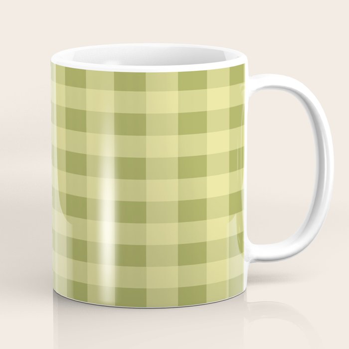 Gingham Large Lime Green Coffee Mug Gallery Image 1