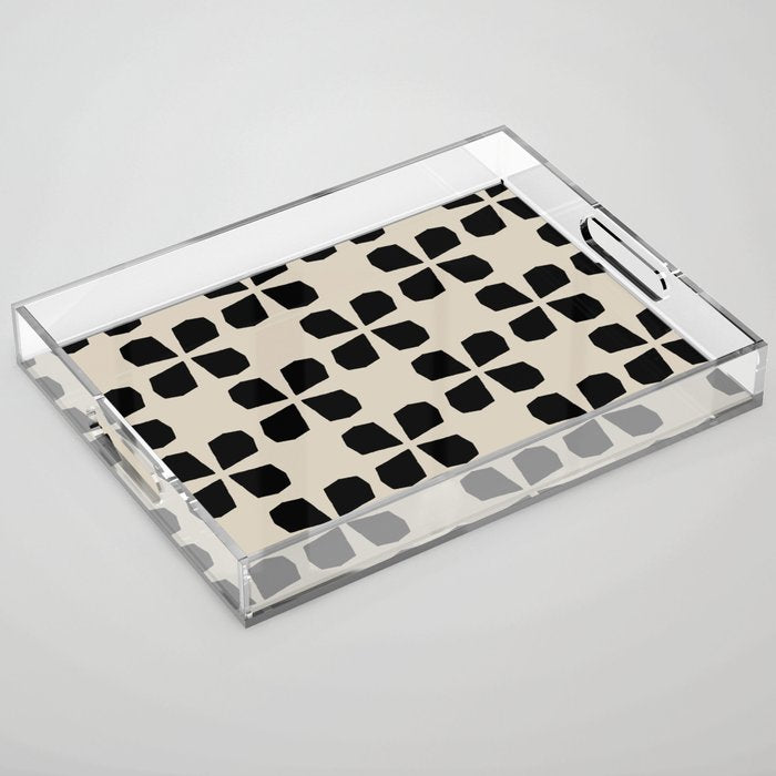 Minimalist Japanese Floral Pattern Acrylic Tray Gallery Image 1