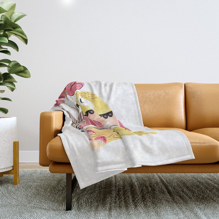 Little Birdy on a Log Throw Blanket Gallery Image 1