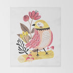 Little Birdy on a Log Throw Blanket Gallery Image 2