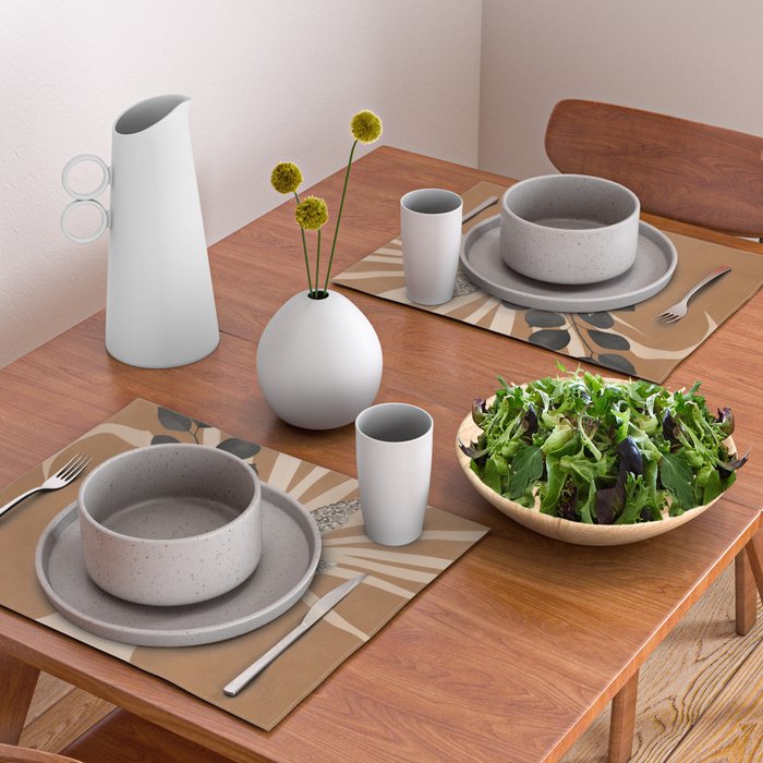 Minimal vase with plant leaves 1 Placemat Gallery Image 2