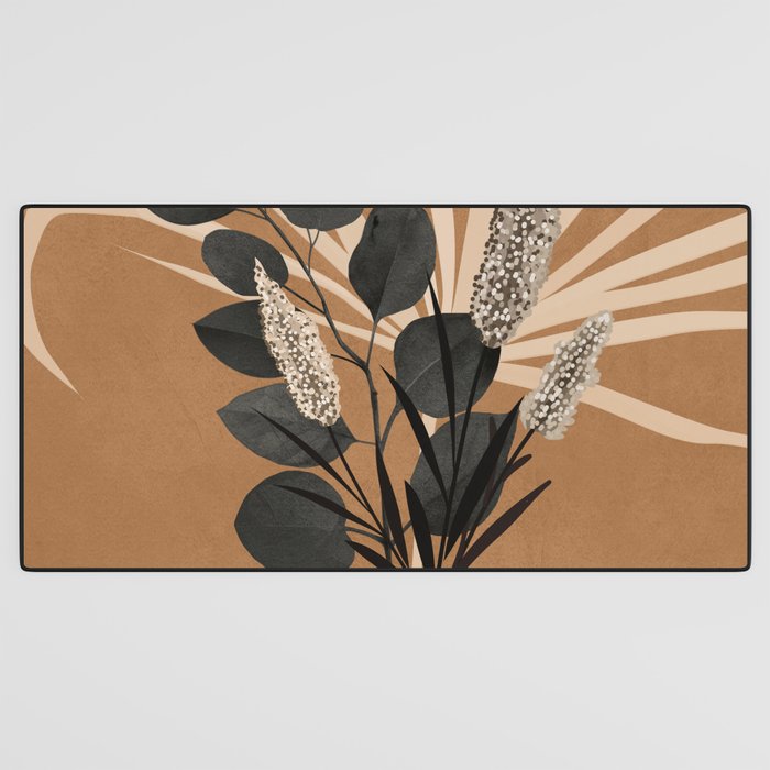 Minimal vase with plant leaves 1 Desk Mat Gallery Image 3