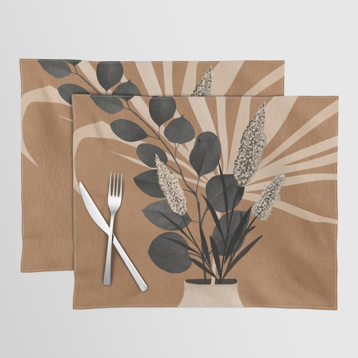 Minimal vase with plant leaves 1 Placemat Gallery Image 1