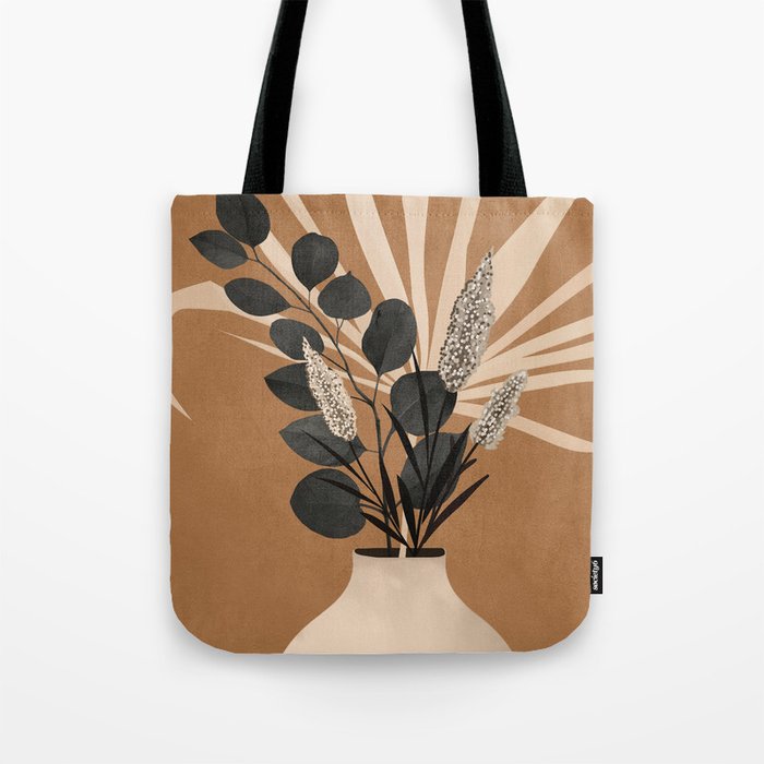 Minimal vase with plant leaves 1 Tote Bag Gallery Image 1