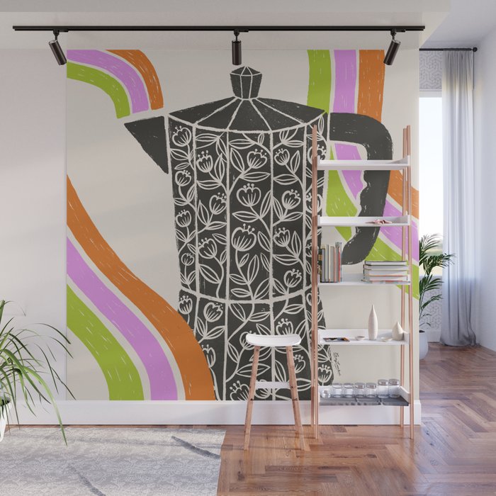 Moka Pot Rainbow - Cream Wall Mural Gallery Image 1
