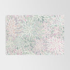 Festive, Floral Prints, Pink and Green, Modern Print Art Rug Gallery Image 2